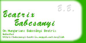 beatrix babcsanyi business card
